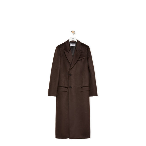 Men Long Double Breasted Coat - Coffee Bean