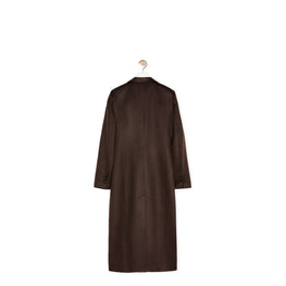 Men Long Double Breasted Coat - Coffee Bean
