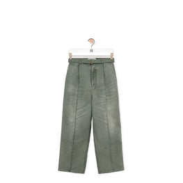 Men Low Crotch Trousers - Solid Khaki Green
