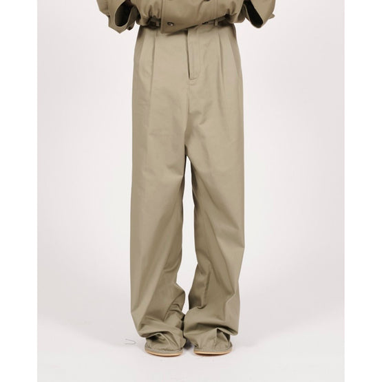 Men Pleated Trousers Af - Military Green