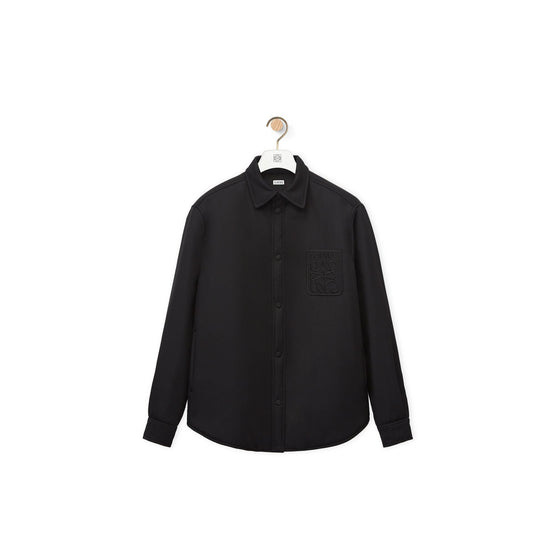 Men Padded Anagram Overshirt - Black