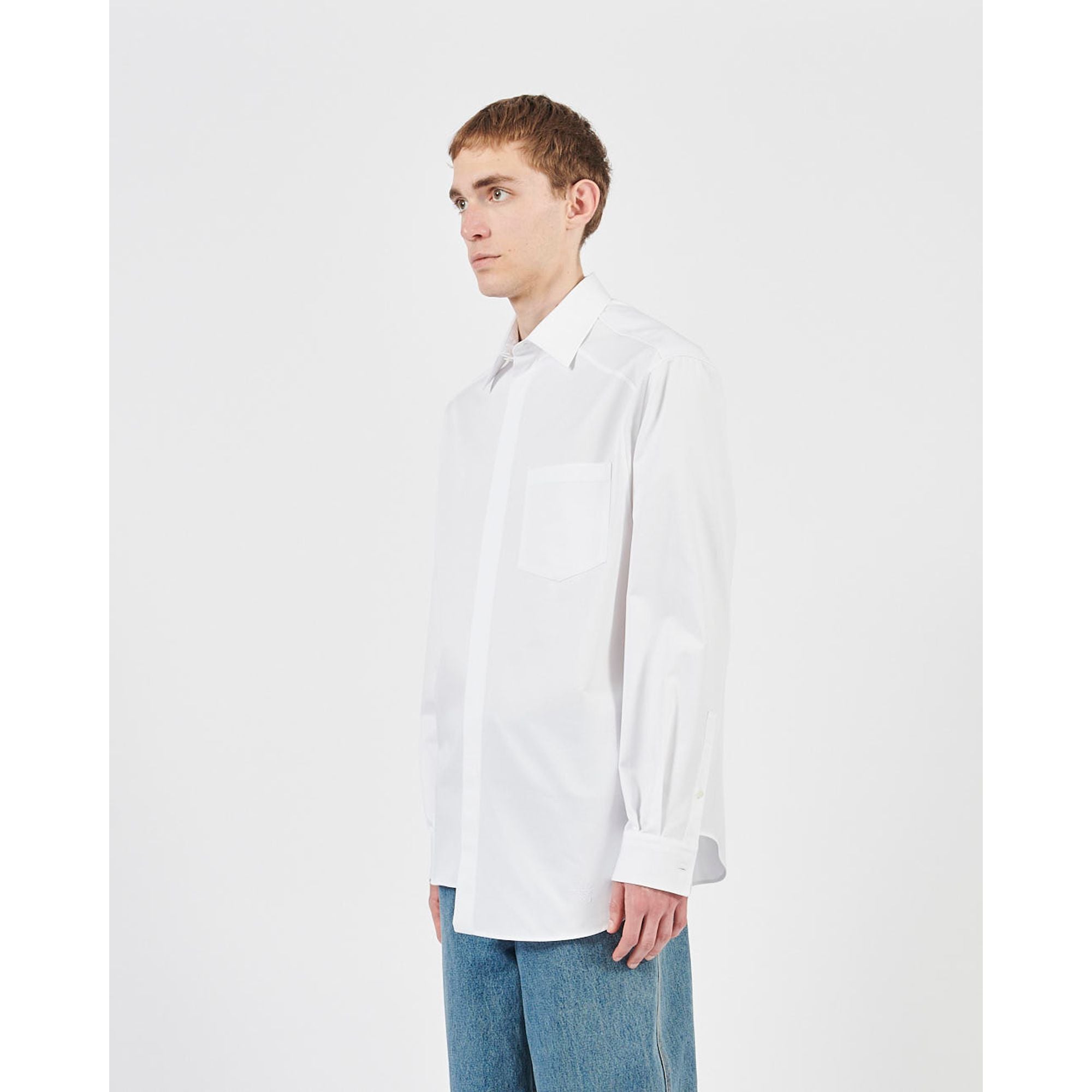 Men Asymmetric Shirt - White