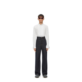 Men Cropped Pleated Shirt - White
