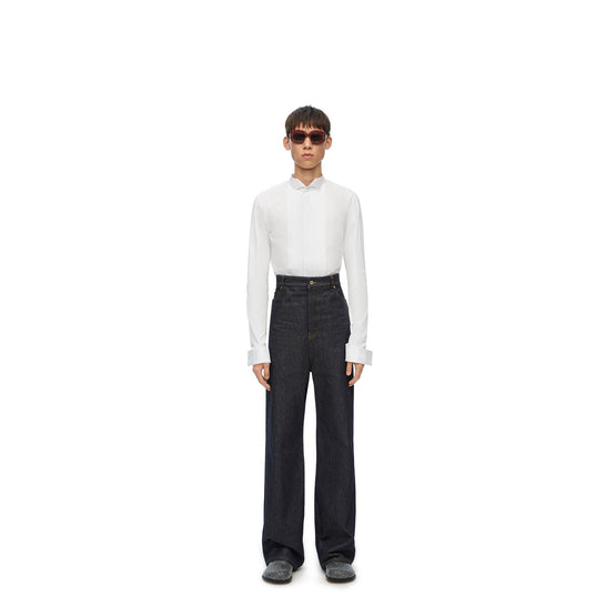 Men Cropped Pleated Shirt - White