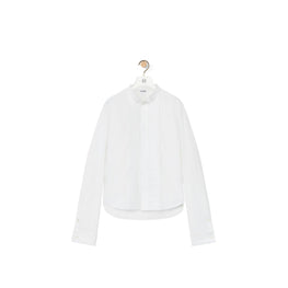 Men Cropped Pleated Shirt - White