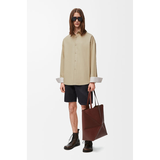 Men Anagram Overshirt - Sand/White