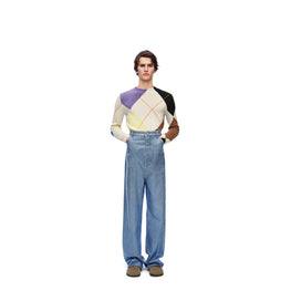 Men Embellished High Waisted Jeans - Washed Denim