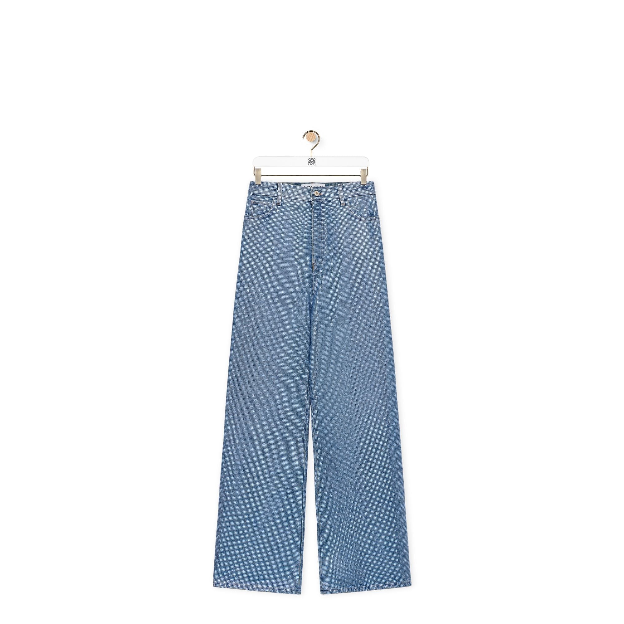 Men Embellished High Waisted Jeans - Washed Denim