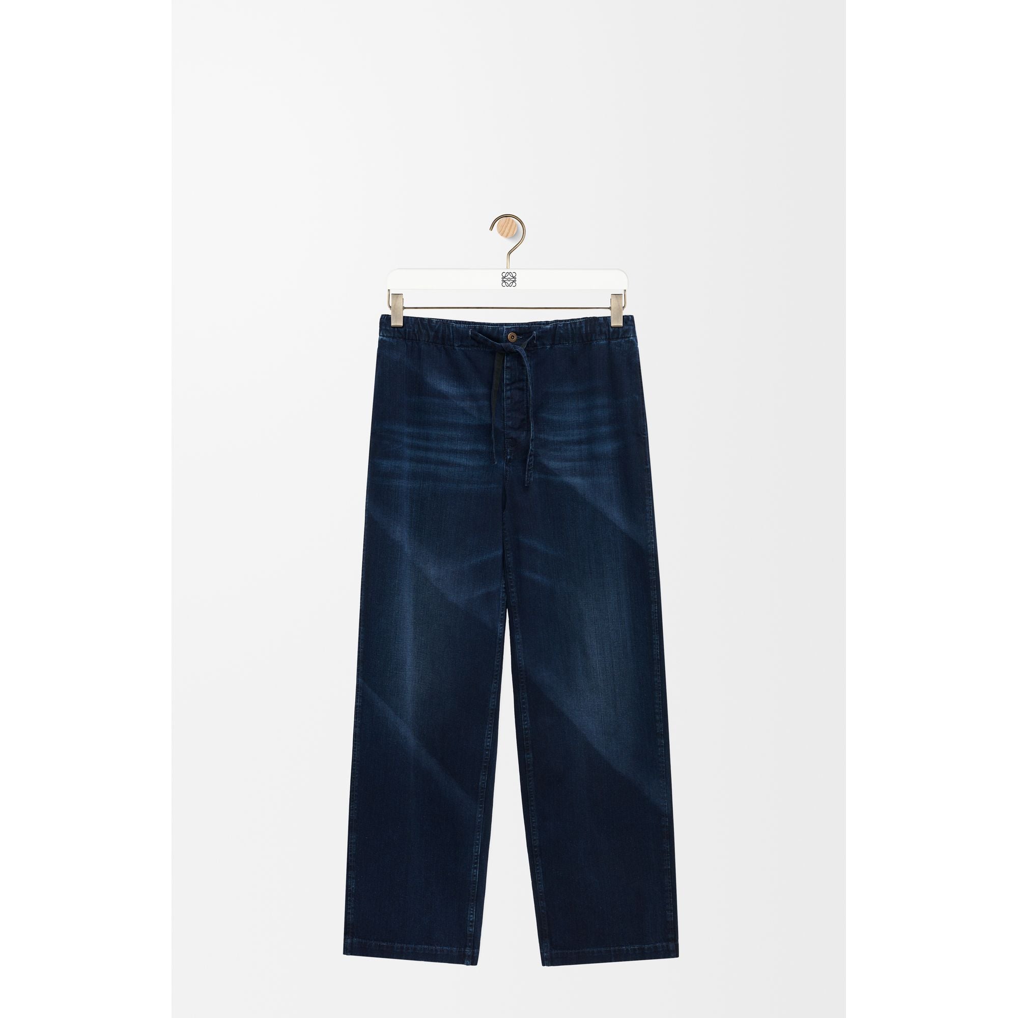 Men Drawstring Jeans - Washed Indigo