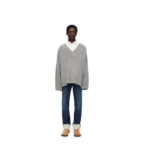 Men V-Neck Sweater - Grey