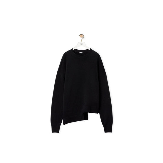 Men Asymmetric Sweater - Black
