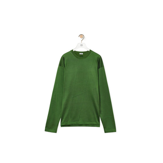 Men Long Sleeves Pleated Tshirt - Dark Green