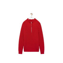 Men Zip-Up Sweater - Red