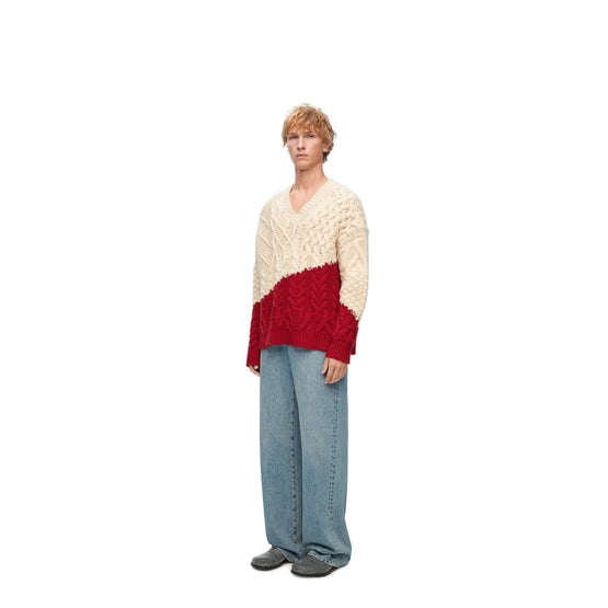 Men Sweater - Beige/Red