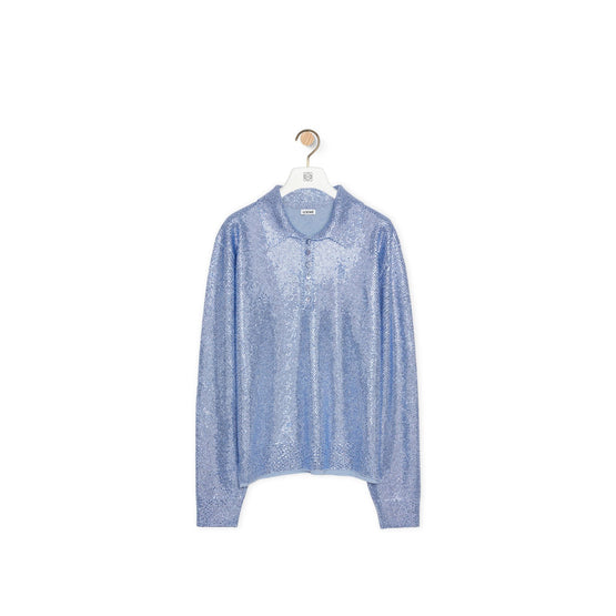 Men Embellished Polo Sweater - Light Blue