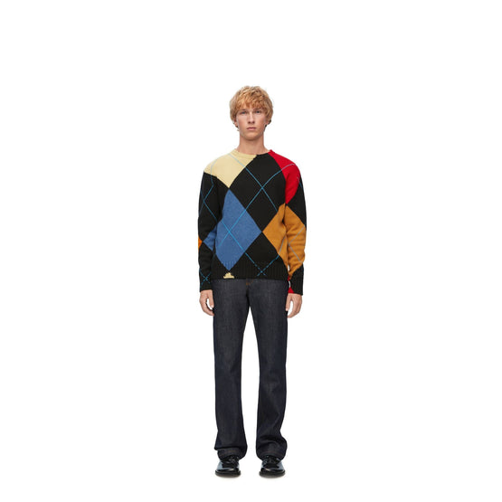 Men Regular Argyle Sweater - Black/Multicolor
