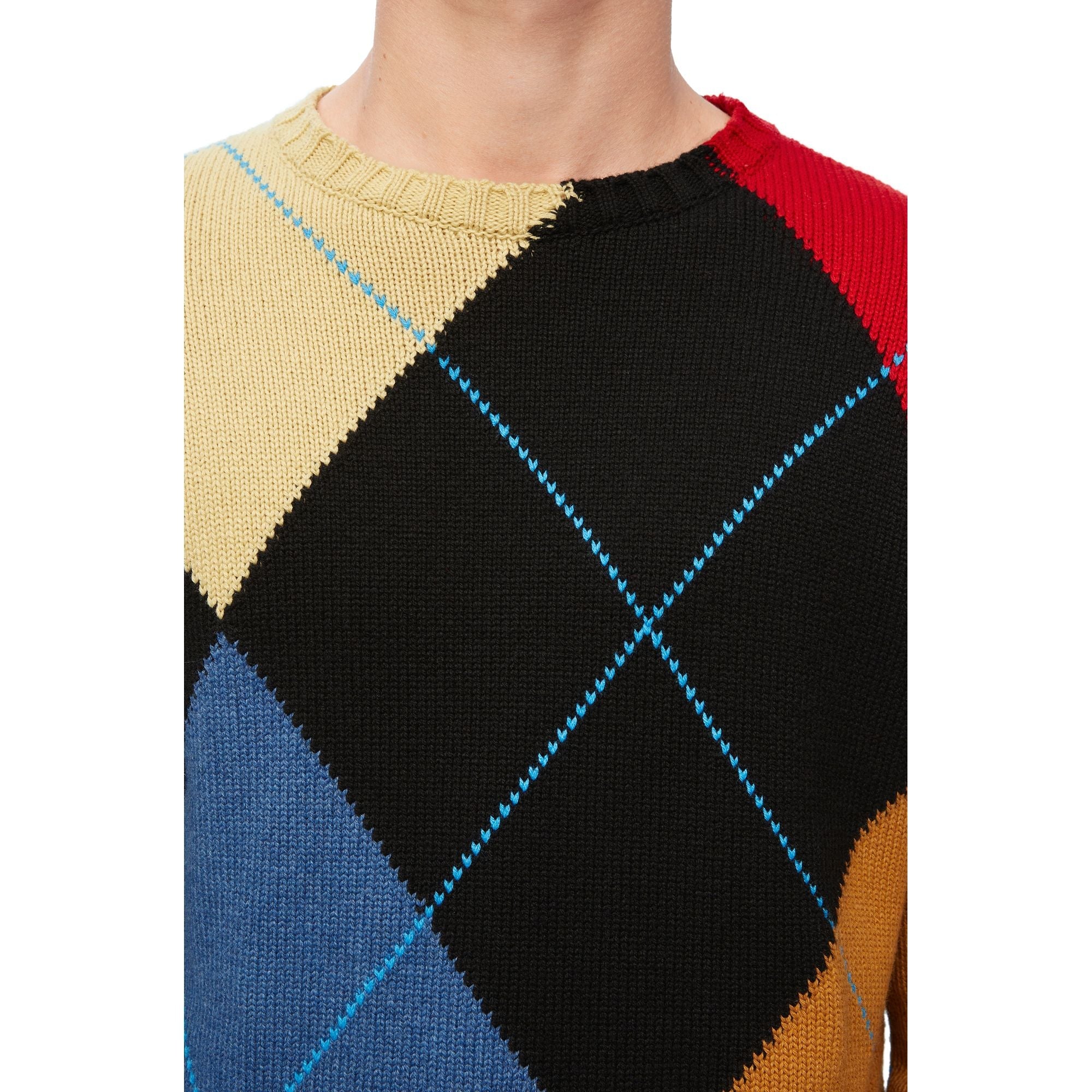 Men Regular Argyle Sweater - Black/Multicolor