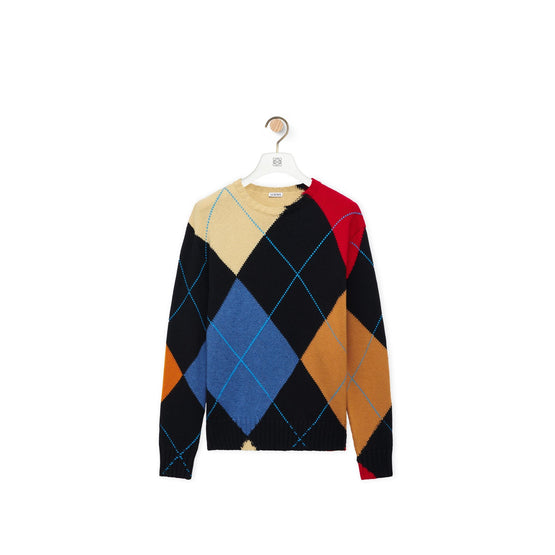 Men Regular Argyle Sweater - Black/Multicolor