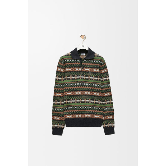 Men Polo Sweater - Green/Multicolor