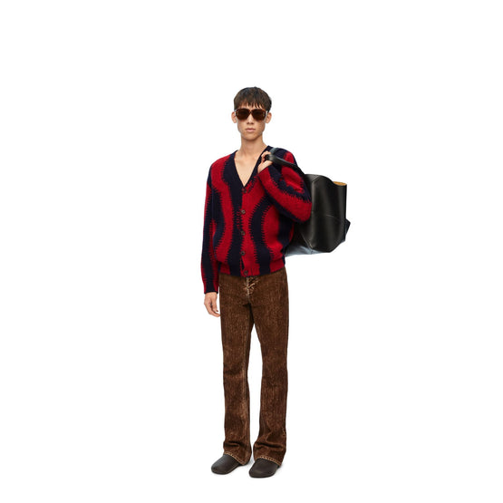 Men Cardigan - Navy/Red