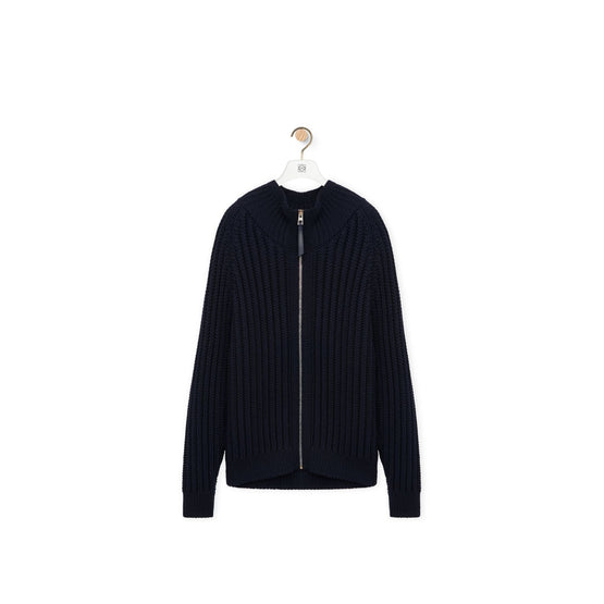 Men Zip-Up Cardigan - Navy Blue
