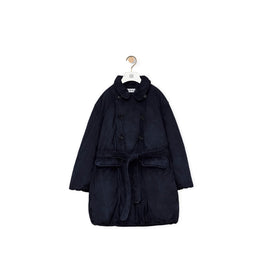 Men Suede Padded Coat - Navy Blue