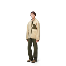 Men Hooded Jacket - Natural/Khaki Green