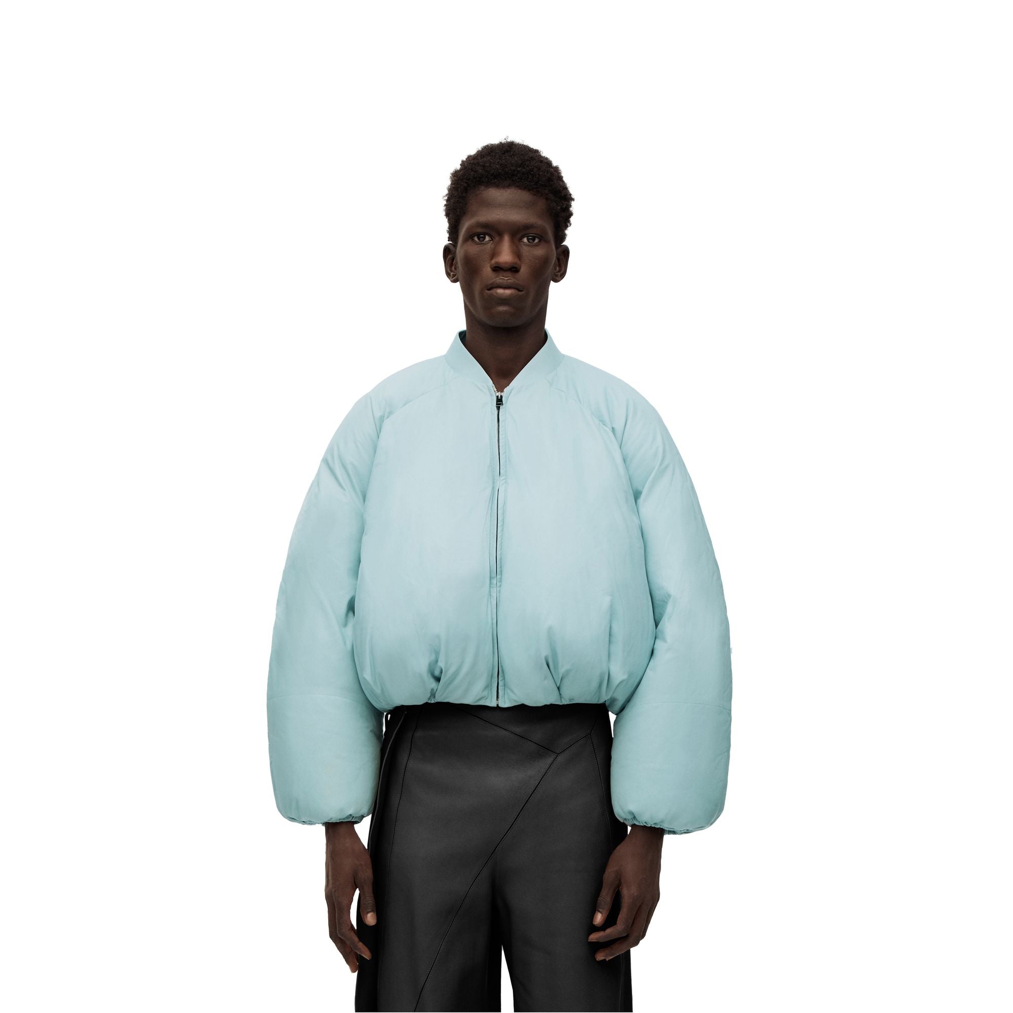 Men Padded Bomber Jacket - Light Sea-Water Green