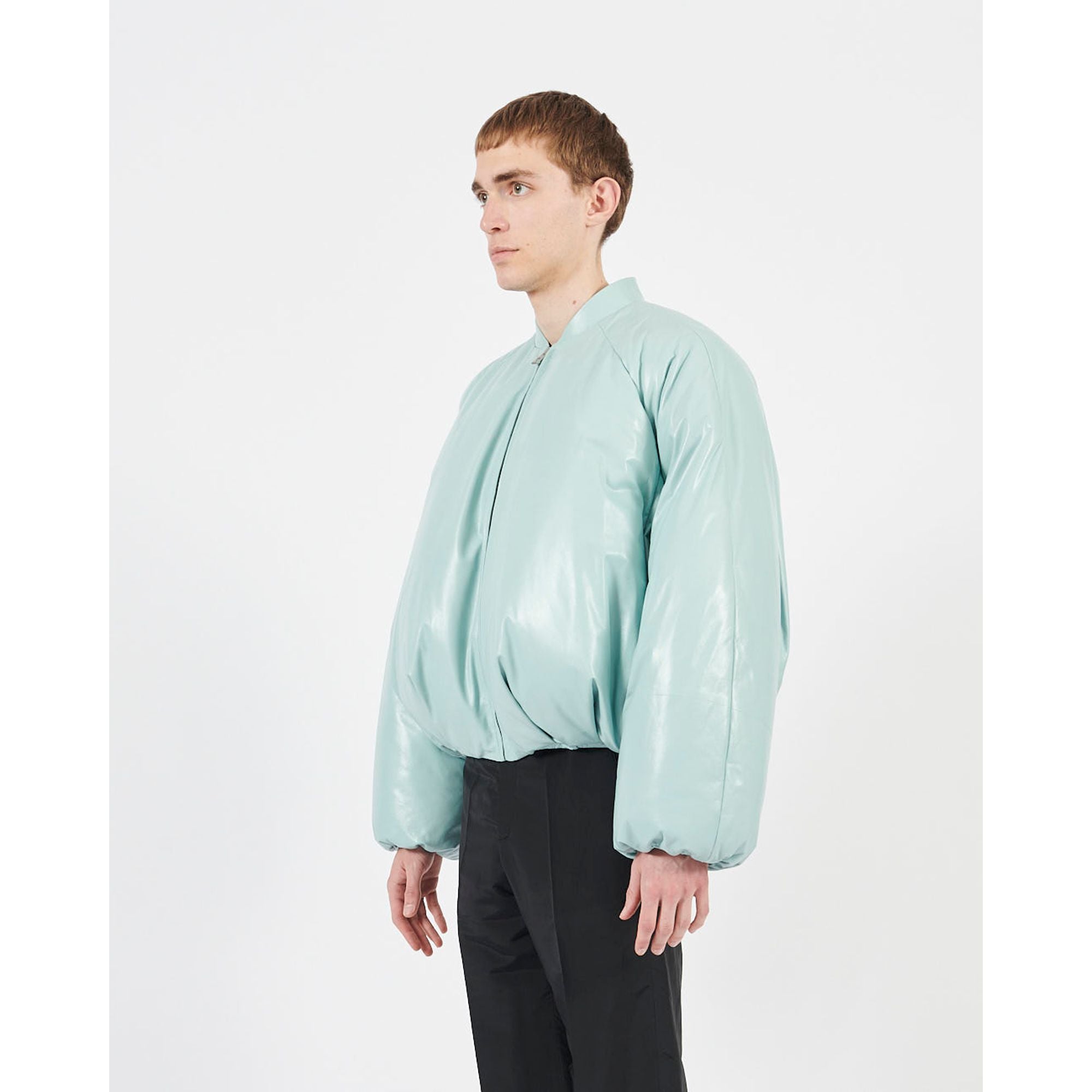 Men Padded Bomber Jacket - Light Sea-Water Green