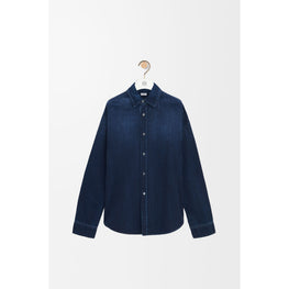 Men Anagram Overshirt - Washed Indigo