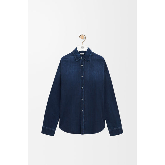Men Anagram Overshirt - Washed Indigo