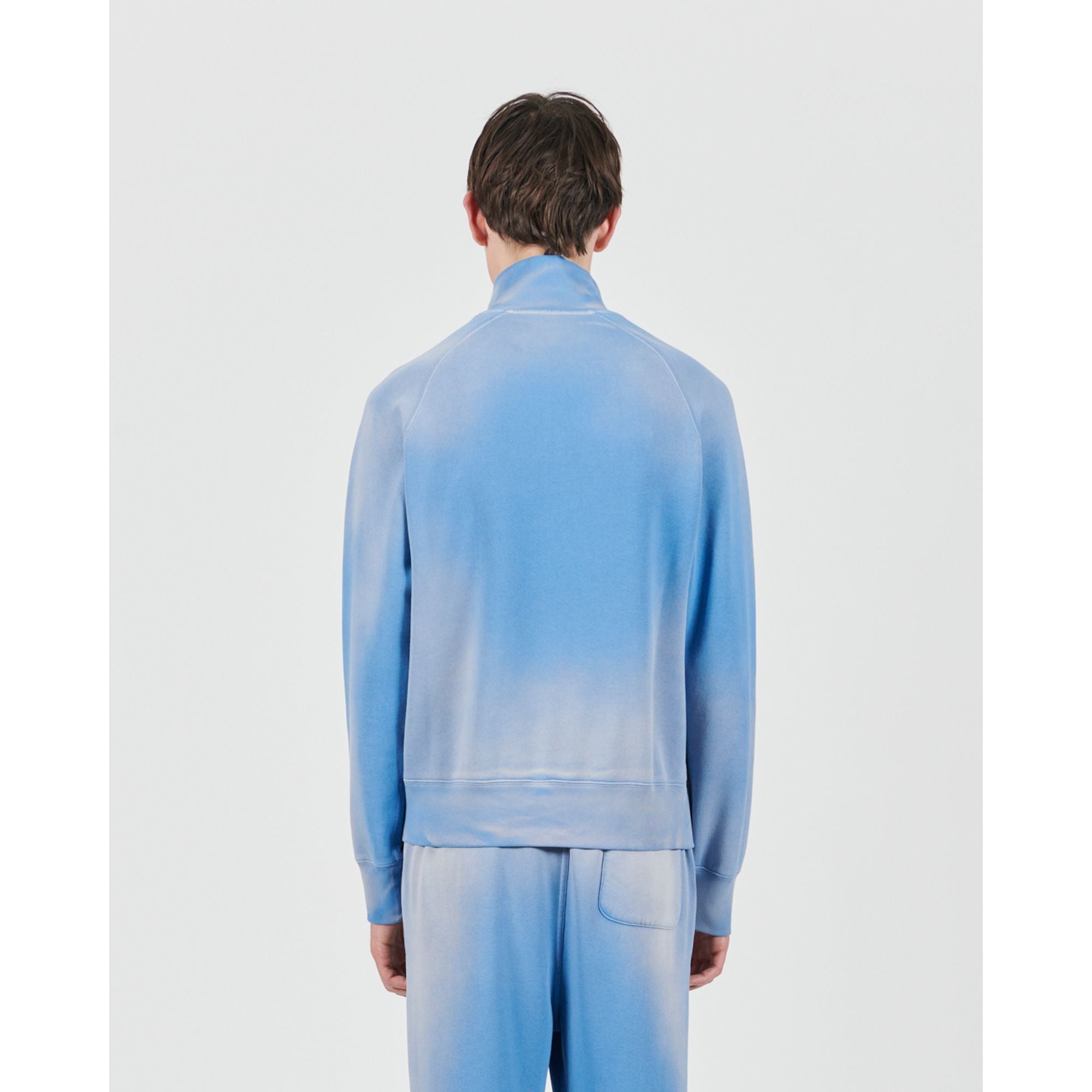 Men Zip-Up Sweatshirt - Washed Blue