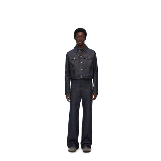 Men Fitted Trucker Jacket - Raw Denim
