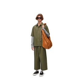 Men Cropped Trousers - Khaki Green