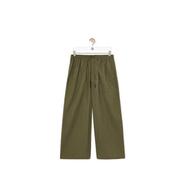 Men Cropped Trousers - Khaki Green