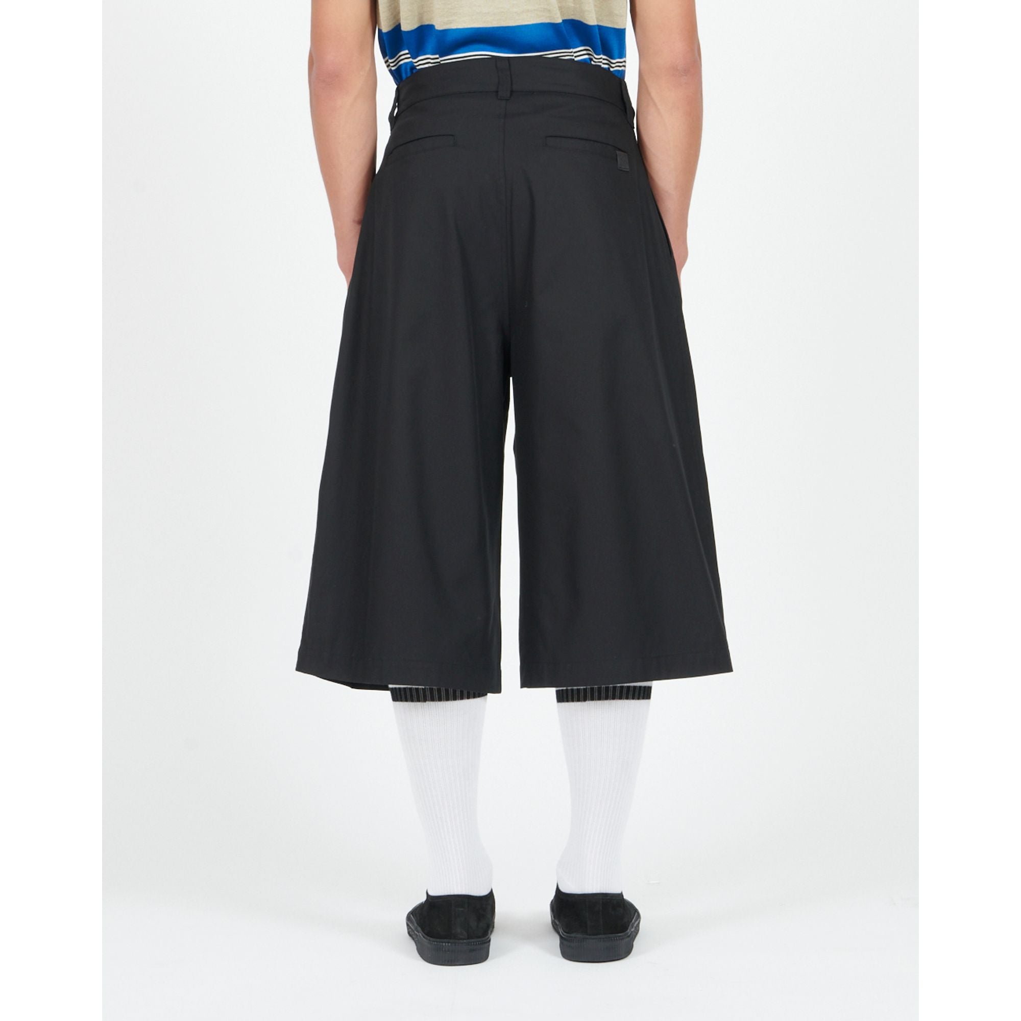 Men Pleated Shorts Af - Black