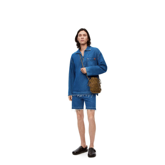 Men Denim Shorts - Medium Blue