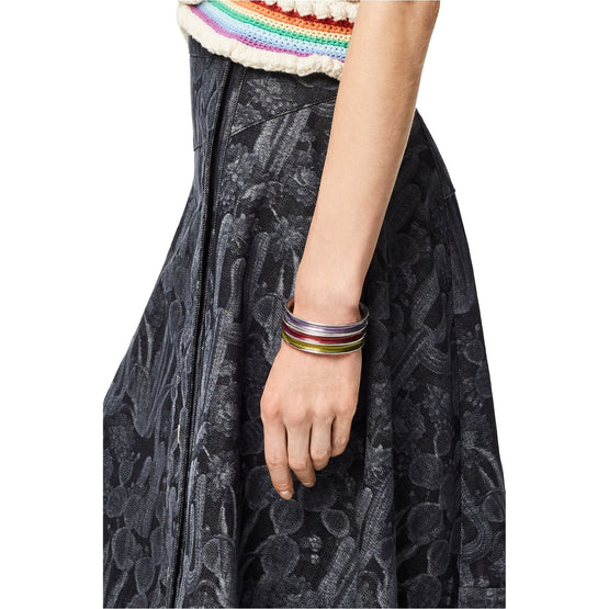 Women Guilloche Wave Bangle - Green