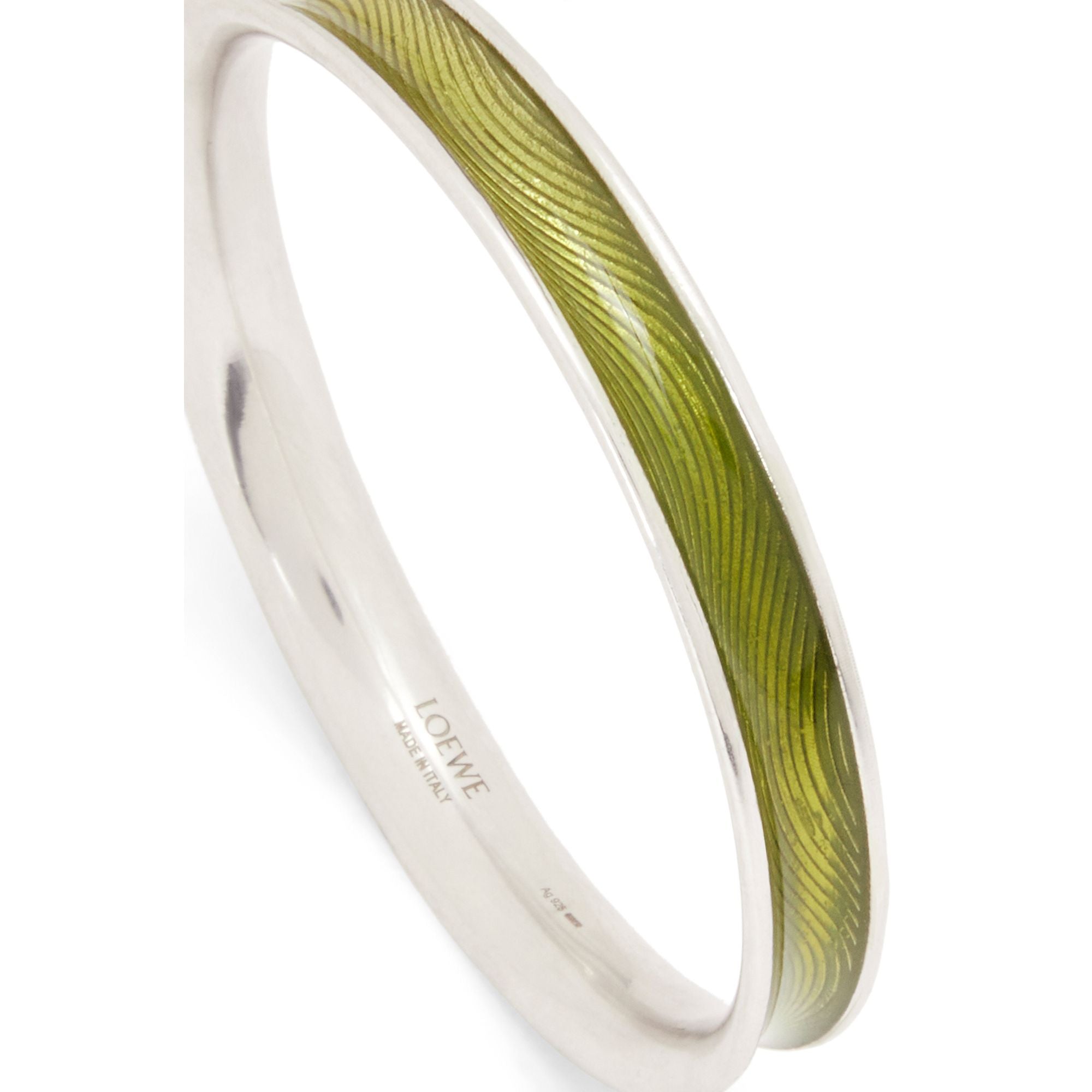 Women Guilloche Wave Bangle - Green