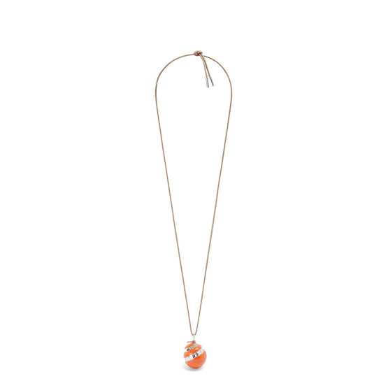 Women Orange Pendant Necklace - Silver