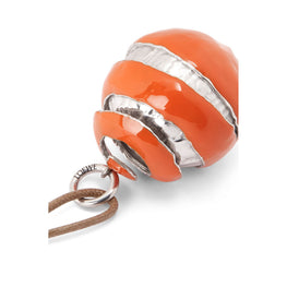 Women Orange Pendant Necklace - Silver