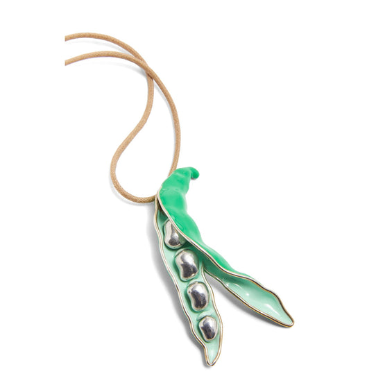 Women Fava Beans Pendant Necklace - Silver