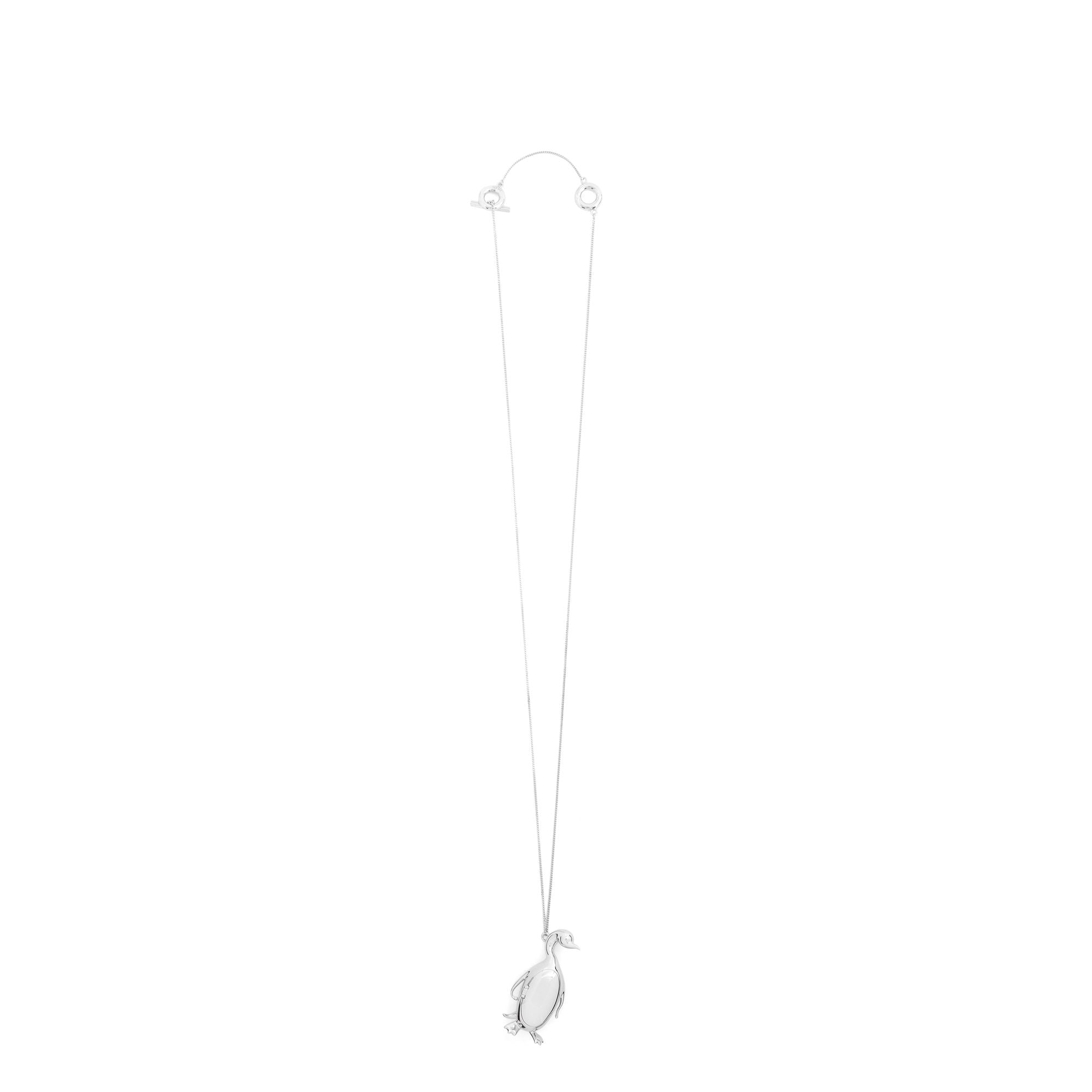 Women Penguin Locket Necklace - Silver