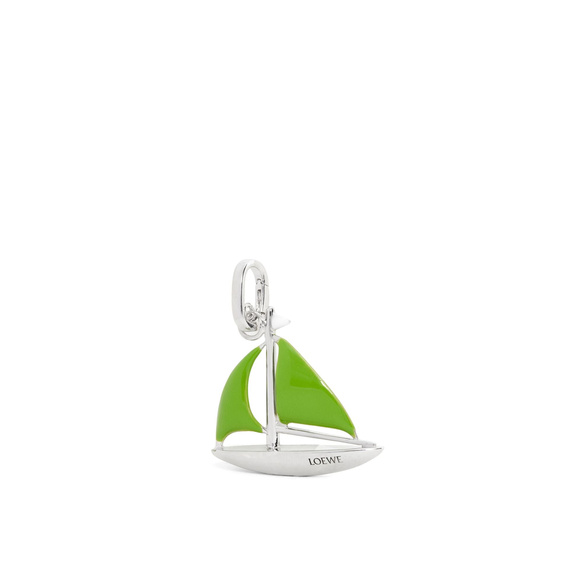 Women Sailboat Charm - Silver/White/Green