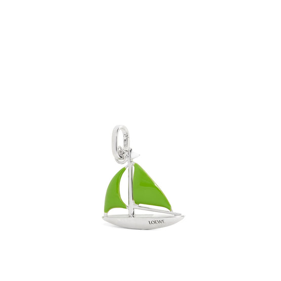 Women Sailboat Charm - Silver/White/Green
