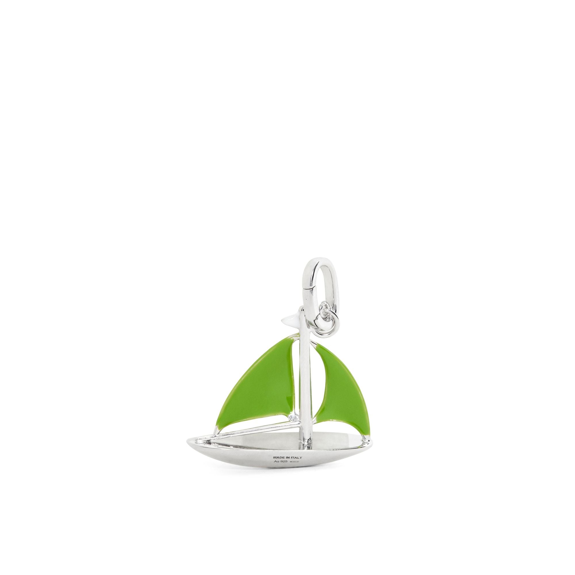 Women Sailboat Charm - Silver/White/Green