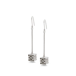 Women Anagram Drop Earrings - Silver