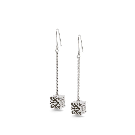 Women Anagram Drop Earrings - Silver