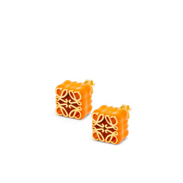 Women Anagram Stud Earrings - Bright Orange Fw22