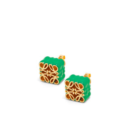 Women Anagram Stud Earrings - Bright Green